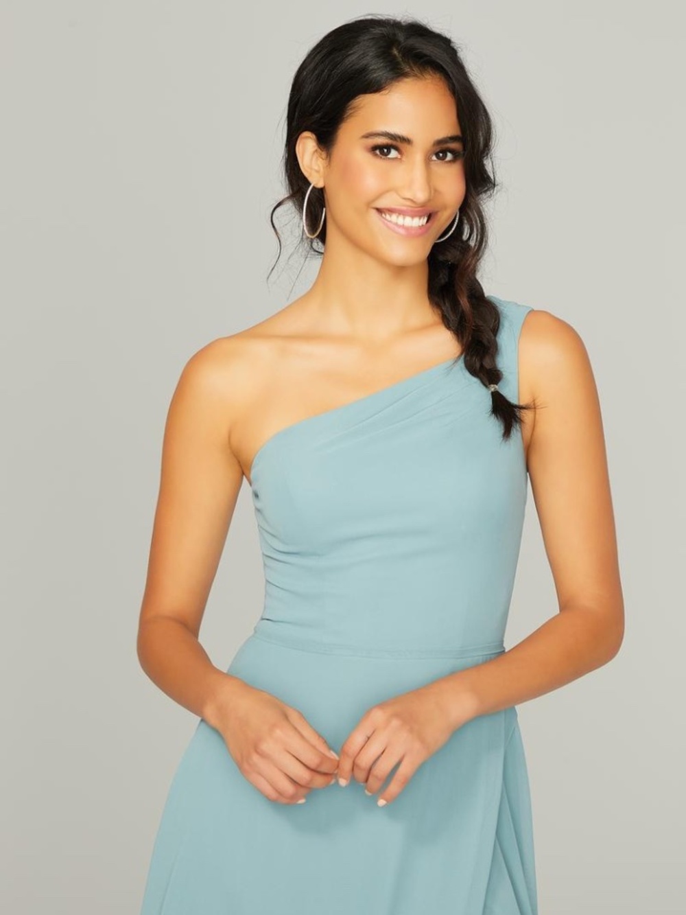 MORI LEE CORNFLOWER BLUE CHIFFON GOWN SIZE 12 - Picture 2 of 3